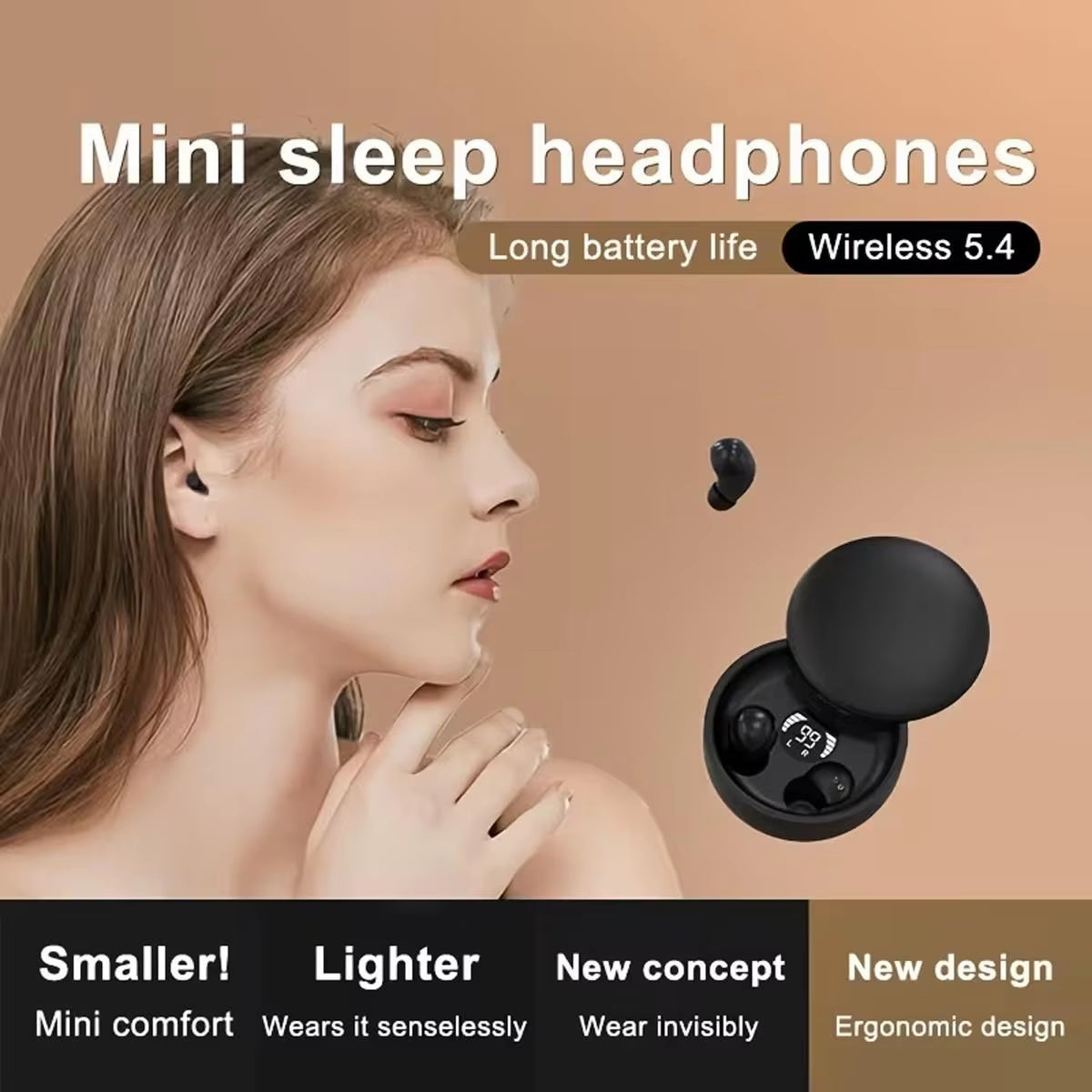 SK26 - Low-Profile Miniature Compact Hidden Earphones, Small Headphones, Wireless Headphones, Bluetooth Headphones