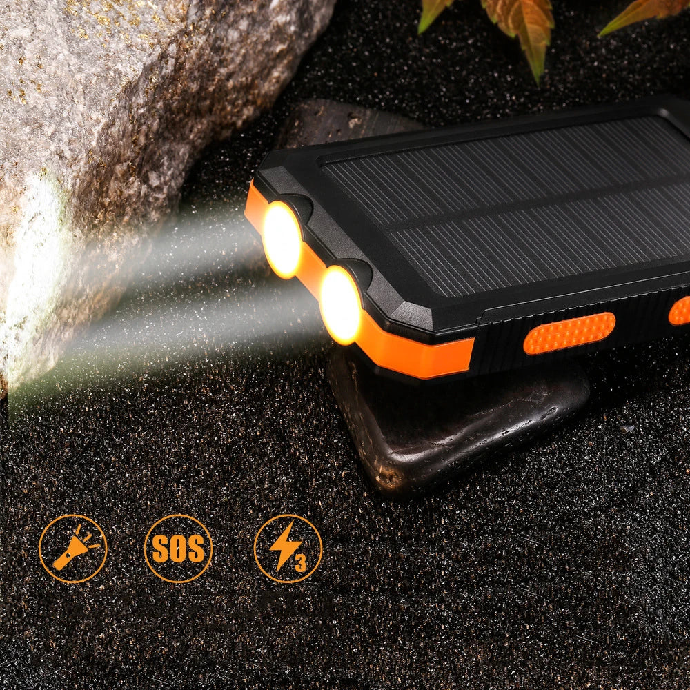 20000Mah Power Bank Waterproof Solar Powerbank External Battery Fast Mobile Phone Charger for Samsung Iphone Xiaomi Poverbank