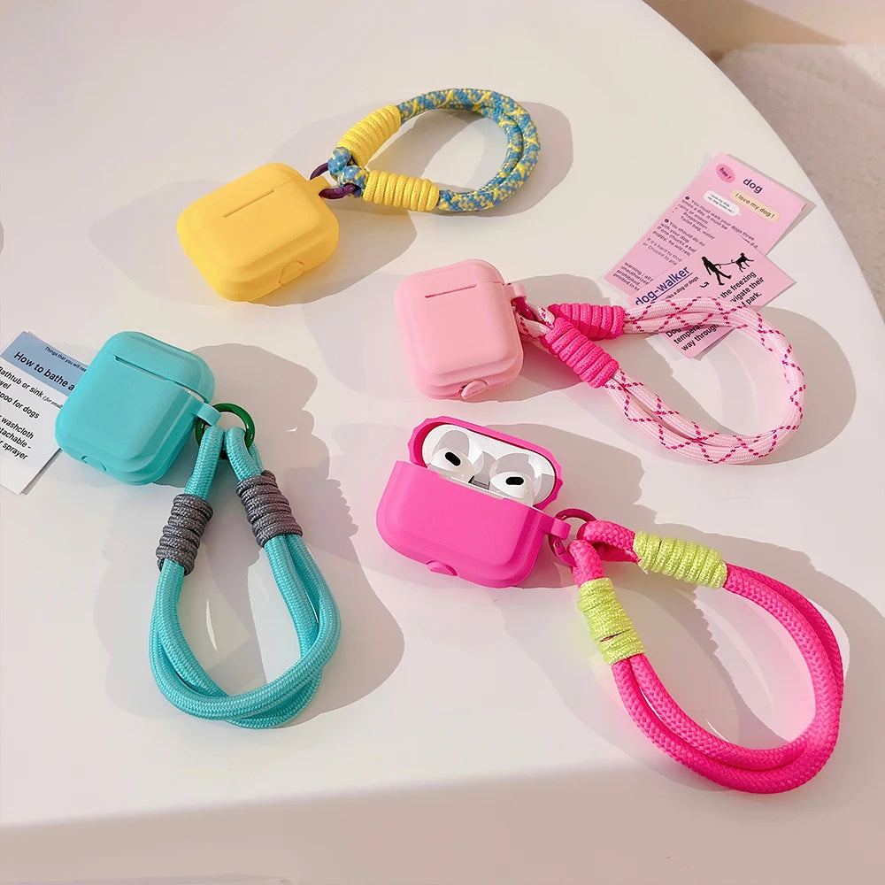 Case for Apple Airpods 1 2 3 4 Pro 3Rd Generation Case Cute with Strap Fundas Earpods Soft Cover for Airpods Pro 2 Case Silicone