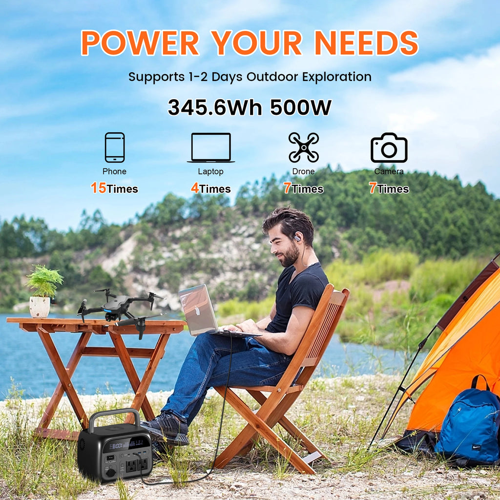 AP400 345WH 500W Portable Power Station 108000Mah Camping Lifepo4 Powerbank Portable Backup Generator UPS Home RV